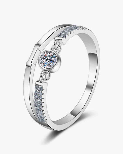 Sophisticated Sterling Silver Ring with Lab-Created Diamond and Zircon Accents