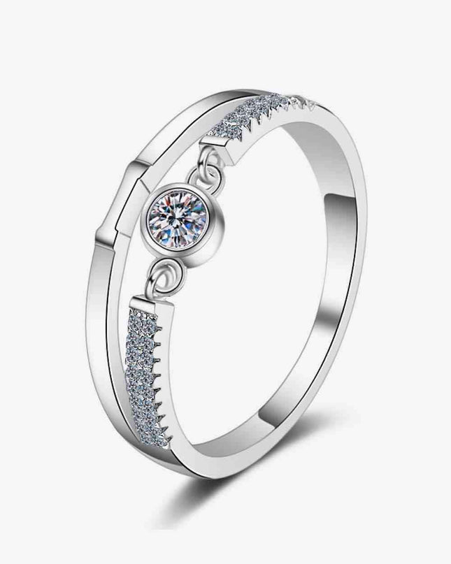 Sophisticated Sterling Silver Ring with Lab-Created Diamond and Zircon Accents