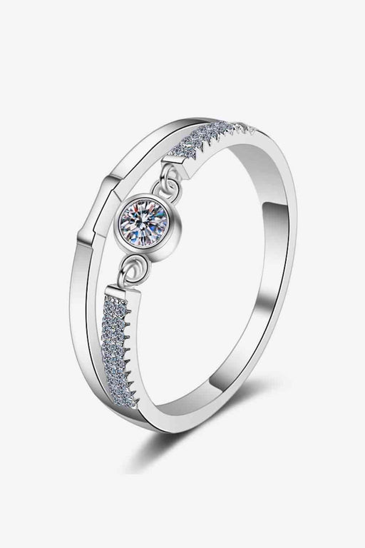 Elegant Lab-Diamond Sterling Silver Ring with Moissanite and Zircon Accents