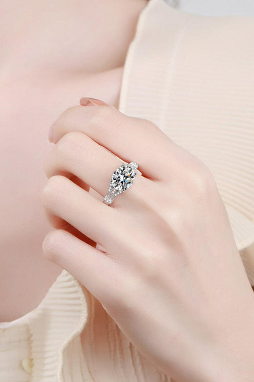 3 Carat Lab-Grown Diamond Sterling Silver Ring embellished with Rhodium-Plated Zircon Accents