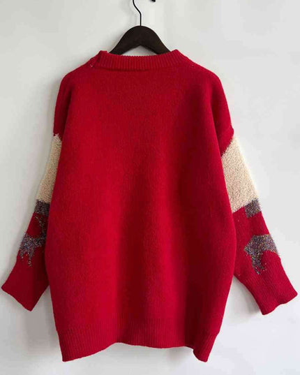 Festive Reindeer and Christmas Tree Knit Pullover