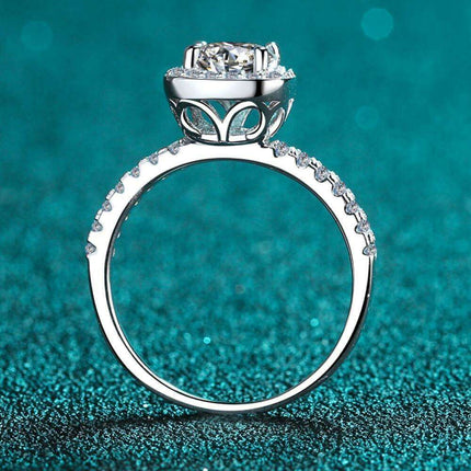 Timeless Elegance Moissanite and Zircon Sterling Silver Ring