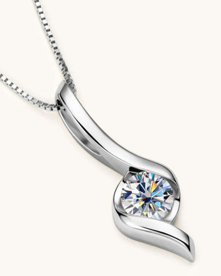 Stunning 1 Carat Moissanite Necklace in Sterling Silver with Certification and Warranty