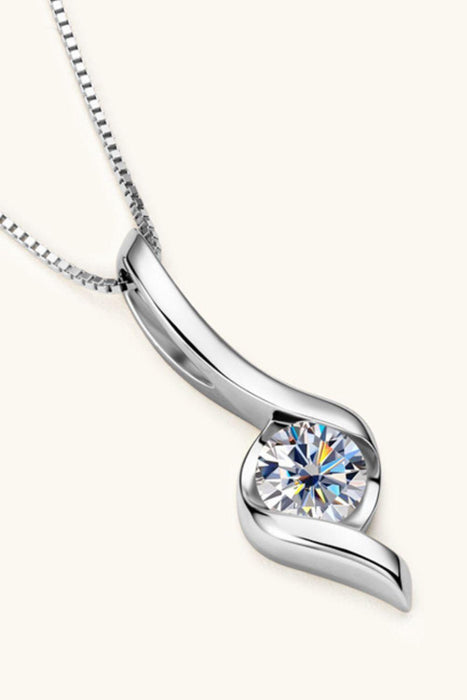 Elegant Certified Moissanite Sterling Silver Necklace with 1 Carat Stone and Extended Warranty