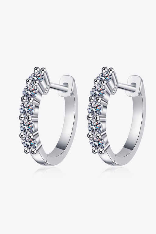 Radiant Lab-Diamond Hoop Earrings: 925 Sterling Silver with Rhodium Finish