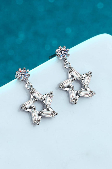 Shimmering Moissanite Starburst Sterling Silver Earrings