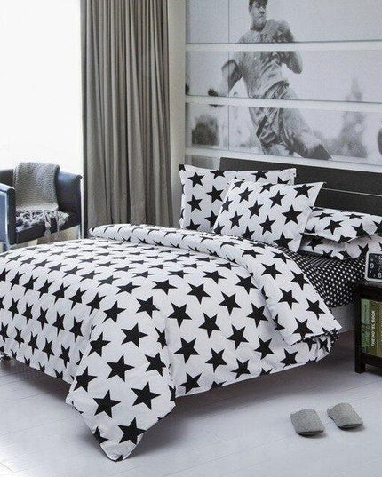 Elegant Black & White Geometric Teen Comforter Set - 4-Piece Collection