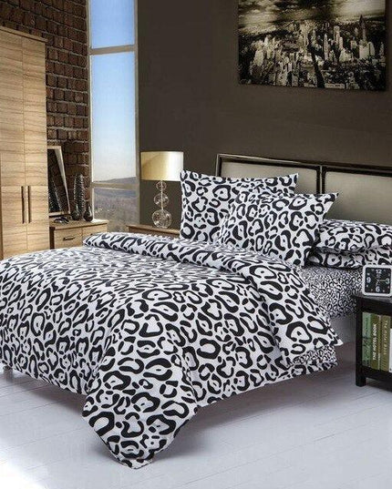 Elegant Black & White Geometric Teen Comforter Set - 4-Piece Collection