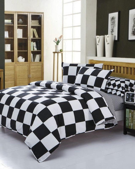 Elegant Black & White Geometric Teen Comforter Set - 4-Piece Collection