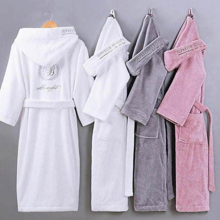 Plush 100% Cotton Unisex Bathrobe - Ultimate Comfort for Everyone