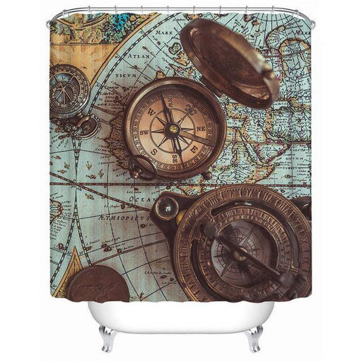 Compass Rose Bathroom Shower Curtain with Unique Print