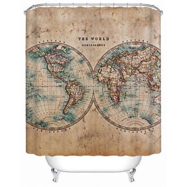 Compass Rose Bathroom Shower Curtain with Unique Print