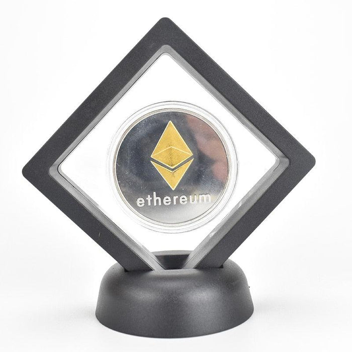 CryptoStop Cryptocurrency Metal Coin Display Stand - Gold/Silver/Pink Plated, 2.5mm Thickness, 40mm Diameter