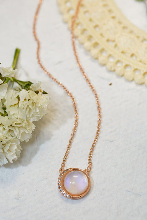 Ethereal Moonstone Necklace with Blue-Violet Hues