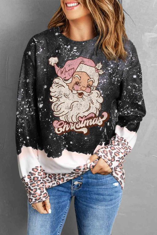 Leopard Print Comfy Holiday Sweater Blouse