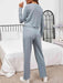 Cozy Button-Up Lounge Set with Long Sleeve Top and Pants