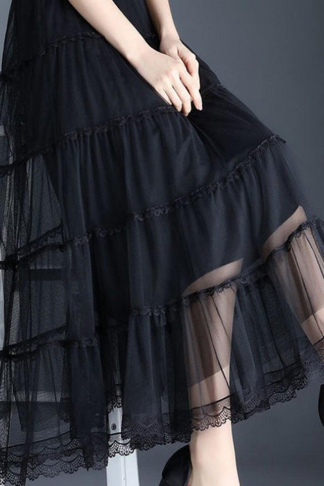 Chic Lace Edged Midi Skirt