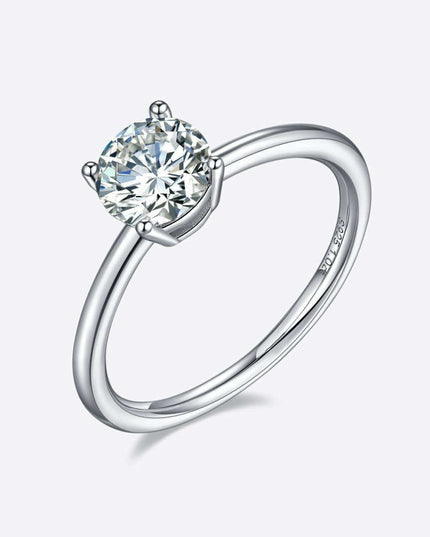 Elegant 1 Carat Platinum-Plated Lab-Diamond Sterling Silver Ring