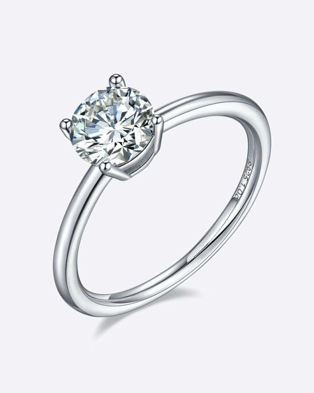 Elegant 1 Carat Platinum-Plated Lab-Diamond Sterling Silver Ring