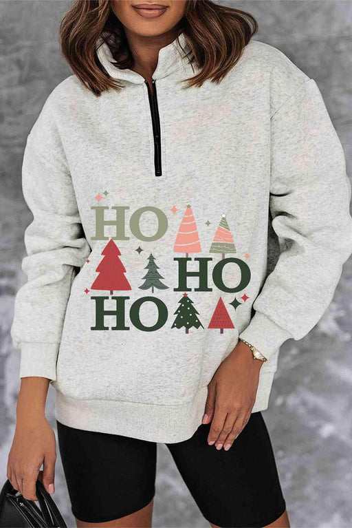 Cozy Christmas Tree Print Pullover Sweatshirt