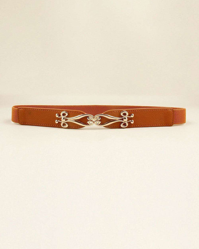 Elegant Versatile Elastic Belt with Stylish Alloy Buckle for Fashion-Forward Looks