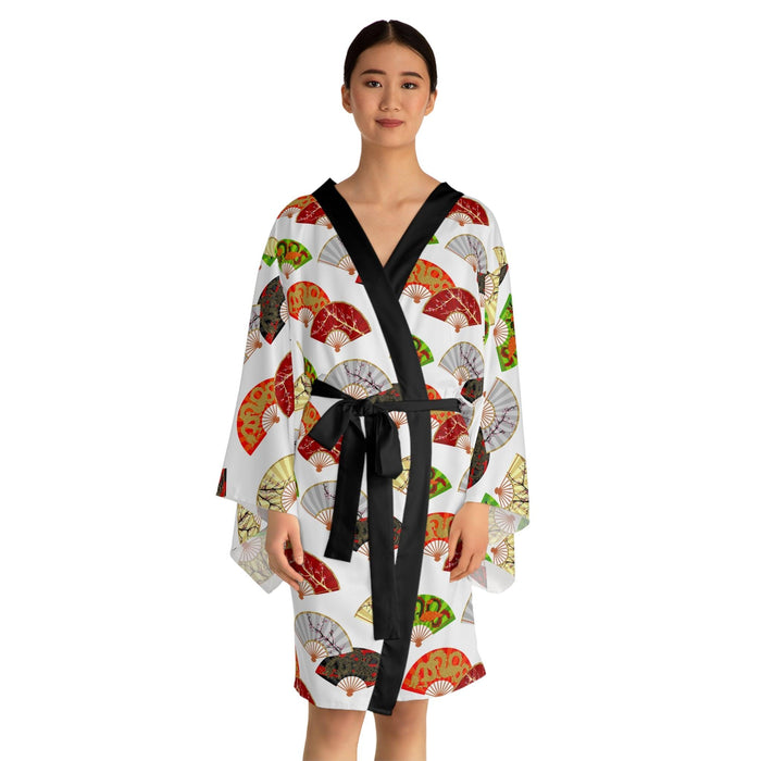 Japanese Art Inspired Bell Sleeve Kimono Robe