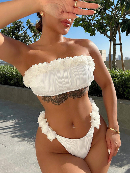 Sun-Kissed Sands Bikini Set with Applique Detail and Adjustable Tie Backs