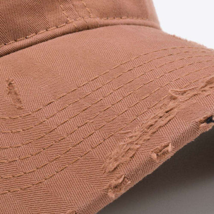 Retro Distressed Cotton Baseball Cap with Customizable Strap - Elevate Your Style