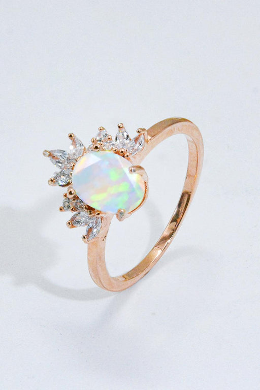 Opal and Rose Gold Plated Sterling Silver Ring with Australian Gemstone