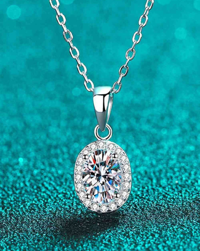 Elegance Redefined: 1 Carat Lab-Diamond Pendant Necklace with Zircon Accents in Sterling Silver