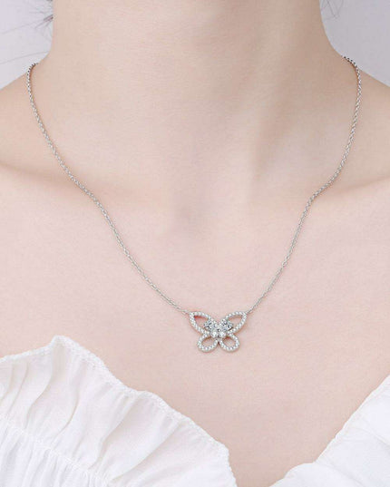 Elegant Lab-Diamond Butterfly Pendant Necklace