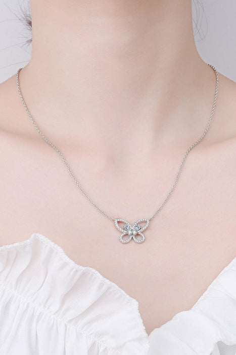 Graceful Lab-Diamond Butterfly Pendant Necklace