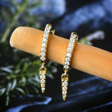 Dazzling Lab-Created Diamond Sterling Silver Earrings with Platinum and Gold Finishes