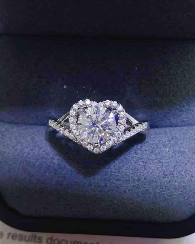 Heartfelt Lab-Diamond Ring with Dazzling Zircon Accents - A Modern Classic