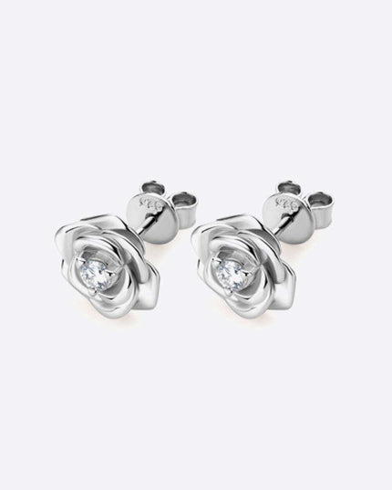 Floral Elegance: Lab-Grown Diamond Sterling Silver Earrings