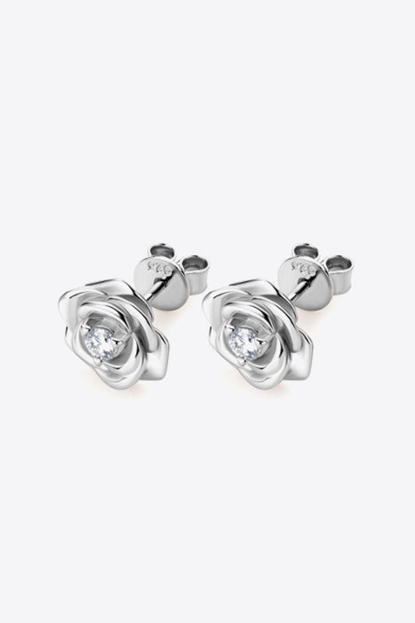 Elegant Moissanite Blossom Sterling Silver Earrings