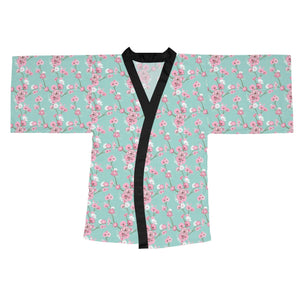 Kireiina Japanese Sakura Blossom Floral Long Sleeve Kimono Robe-Clothing, Shoes & Jewelry›Women›Clothing›Lingerie, Sleep & Lounge›Sleep & Lounge›Robes-Kireiina-XS-Black-Très Elite