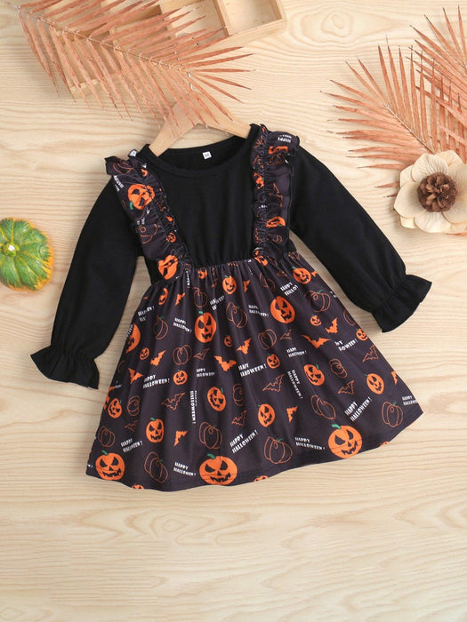 Spooky Fun Flounce Sleeve Halloween Dress