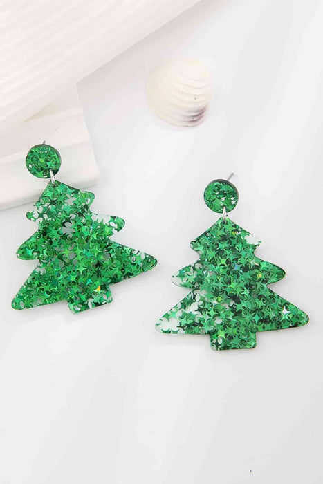 Festive Acrylic Christmas Tree Dangle Earrings