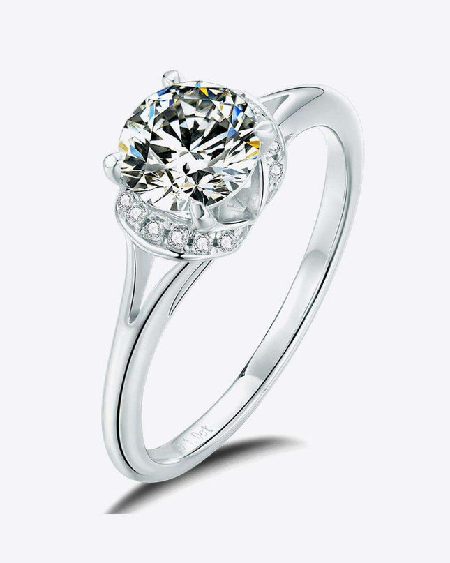 Elegant 1 Carat Lab-Grown Diamond Split Shank Ring with Radiant Moissanite & Certification