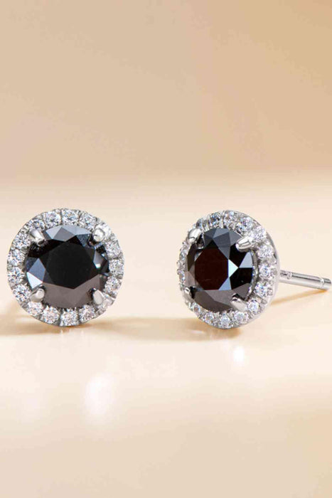 Platinum-Plated Moissanite Stud Earrings with Zircon Accents