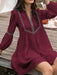 Chic Notch Accent Mini Dress with Puffed Sleeves