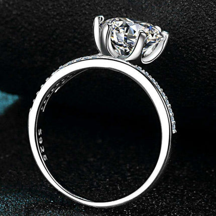 Elegant Moissanite and Zircon Accented Sterling Silver Ring