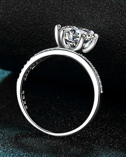 Elegant Moissanite and Zircon Accented Sterling Silver Ring