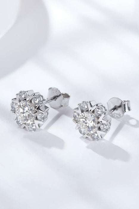 Exquisite Sterling Silver Moissanite Earrings with Zircon Accents - Platinum Plated Brilliance