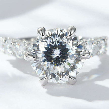 Opulent 5 Carat Moissanite Ring with Dazzling Accent Stones