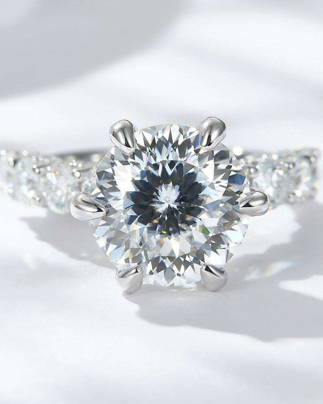 Opulent 5 Carat Moissanite Ring with Dazzling Accent Stones