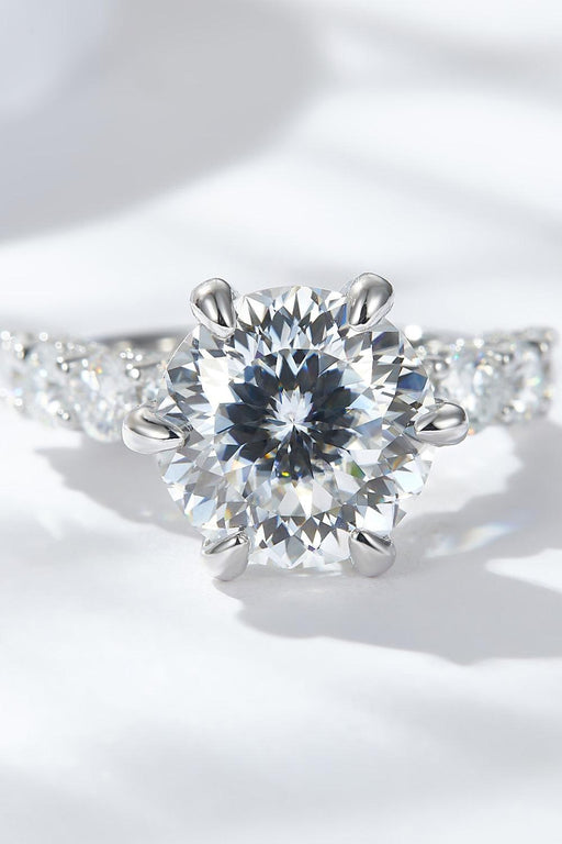 Radiant Moissanite Statement Ring: 5 Carat Center Stone with Side Stones