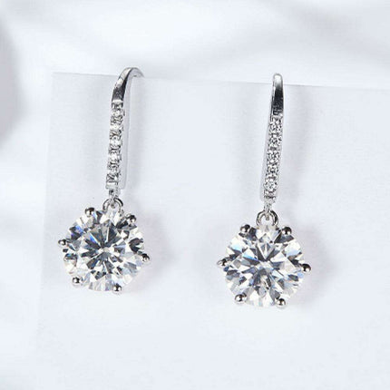 Sophisticated Sterling Silver Lab-Grown Diamond Drop Earrings with Dazzling Zircon Details