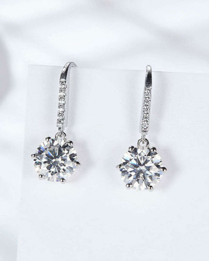 Sophisticated Sterling Silver Lab-Grown Diamond Drop Earrings with Dazzling Zircon Details